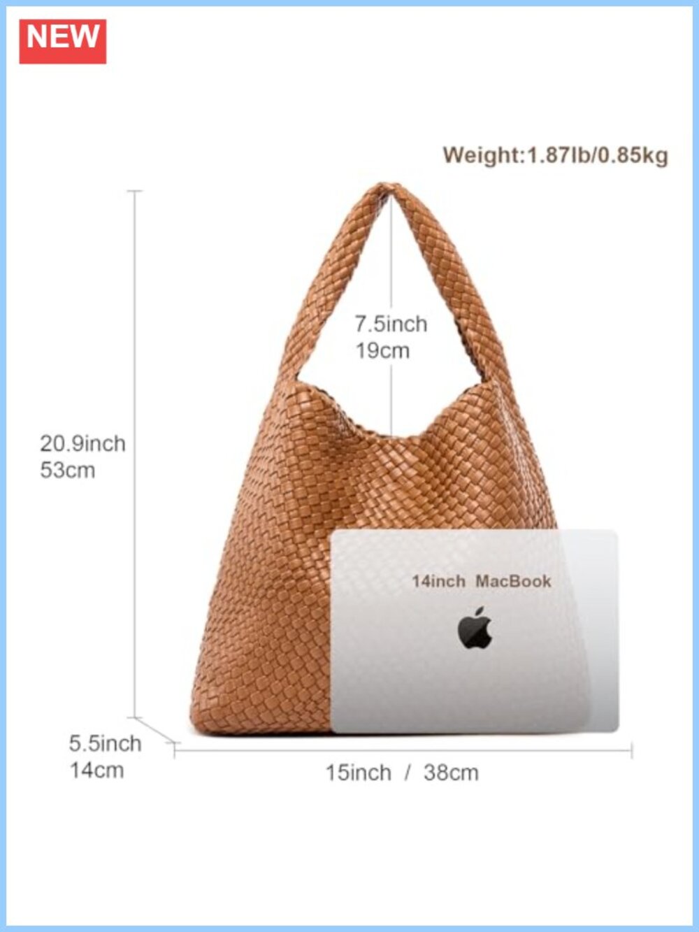 Woven Leather Tote Bag for Women Large Handbag with Clutch - Picture 4 of 6